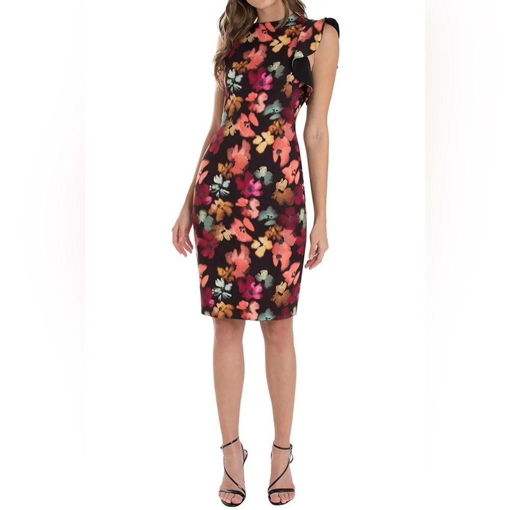 Black Halo Pabla Floral Print Women's Sheath Dress - Multicolor sz 4